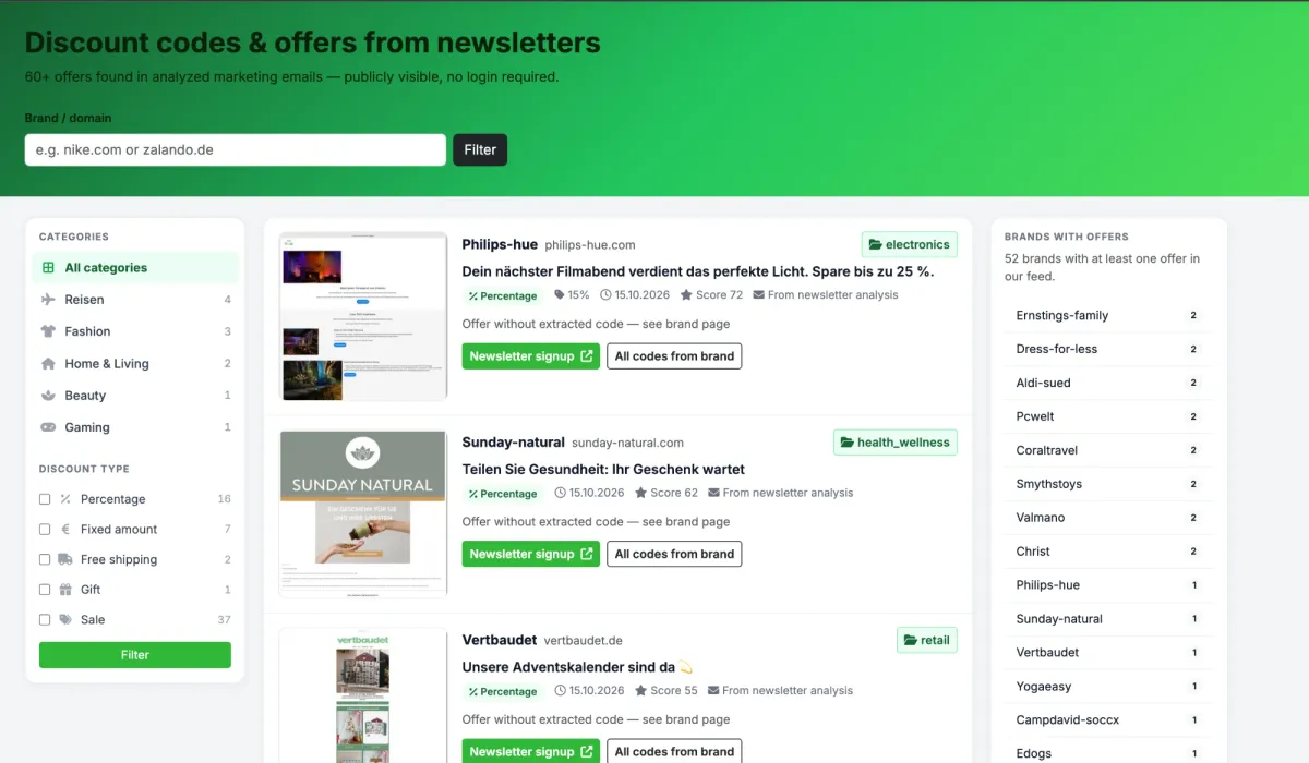 Screenshot newsletterme